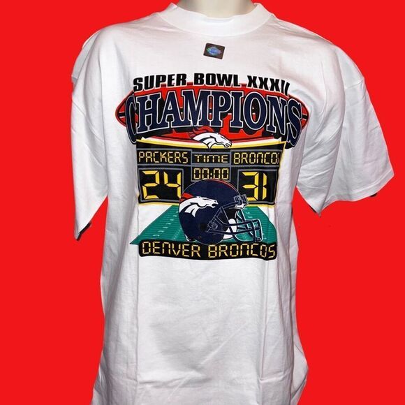 NWOT Deadstock Vintage Denver Broncos Football Super Bowl 32 1998 T Shirt L #40 - Picture 1 of 3
